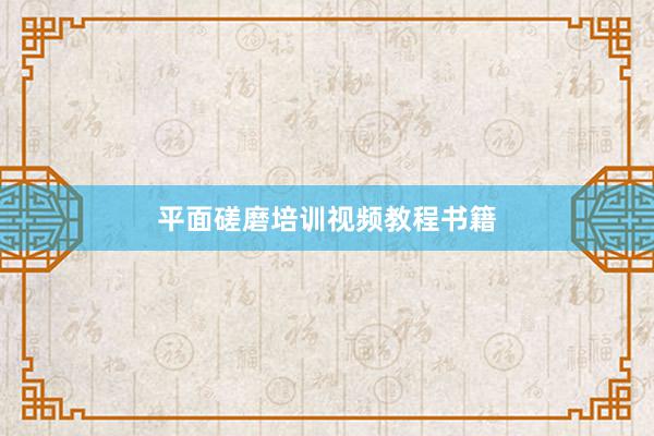 平面磋磨培训视频教程书籍