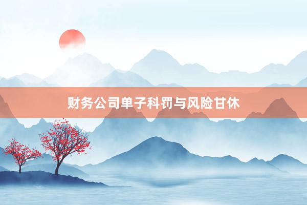 财务公司单子科罚与风险甘休